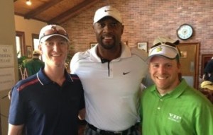 Masters amateur qualifier Jordan Niebrugge (L) with NBA Hall of Fame Player Alonzo Mourning (center), and VIP Staff       